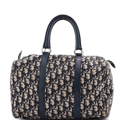 Christian Dior Vintage Trotter Boston Bag Diorissimo Canvas Medium