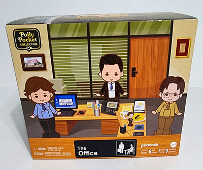 Peacock Polly Pocket Collector The Office 6 Dolls, 1 Playset, 9 Accessories!