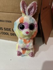 Ty Silk Beanie Boos Bloomy The Bunny Rabbit Big Pink Glitter Eyes FREE SHIPPING