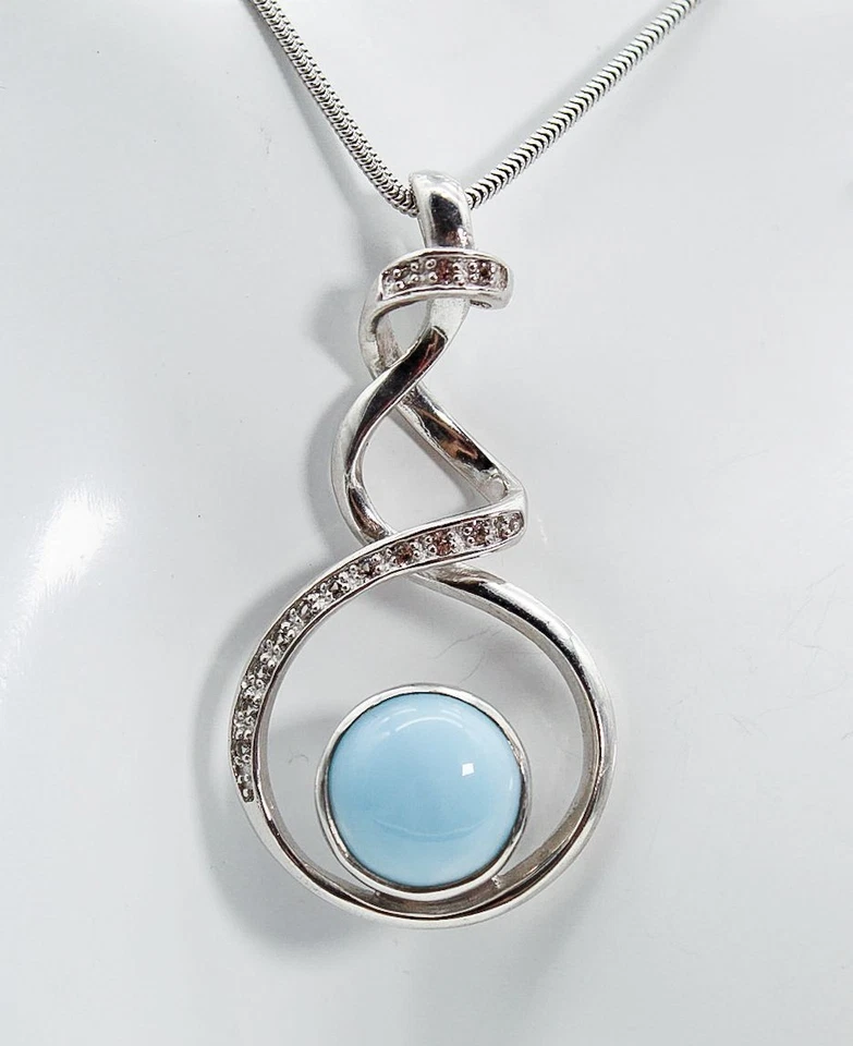 Collar Colgante MARAHLAGO DANTE Plata de Ley Turquesa Blanco Zafiro Foto 3 de 4