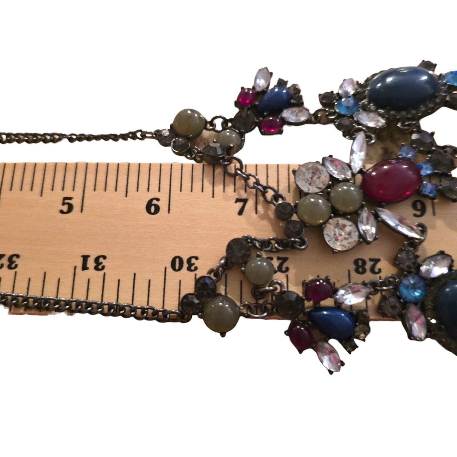 Necklace Statement Bib Multicolor Rhinestone Cabo… - image 7