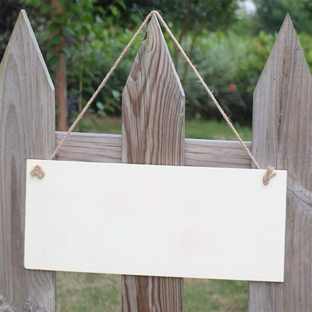 Unfinished Wood Sign Blank DIY Craft Plaque with Rope Hanging Decorative Door