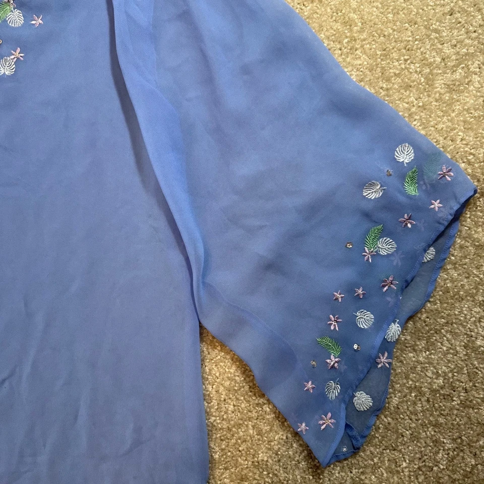 Прозрачная вышитая накидка Periwinkle синяя туника топ пляж бассейн курорт XS - Изображение 2 из 4