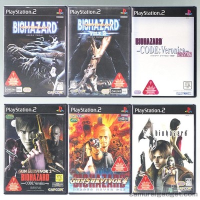 Resident Evil Outbreak & Code:Veronica X & Gun Survivor 2 & Dead Aim & 4 PS2 JPN