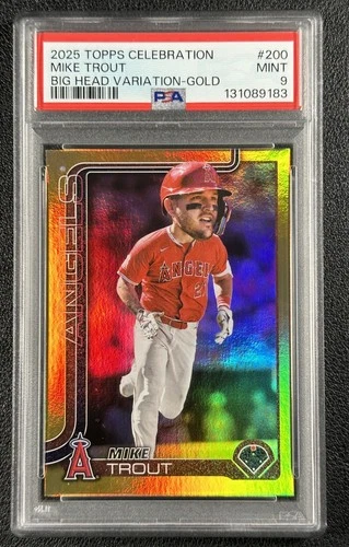 MIKE TROUT PSA 9 2025 TOPPS #200 BIG HEAD VARIATION GOLD 13/50 ANGELS