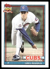 Greg Maddux 1991 Topps #35 Chicago Cubs FREE SHIPPING AutographDen