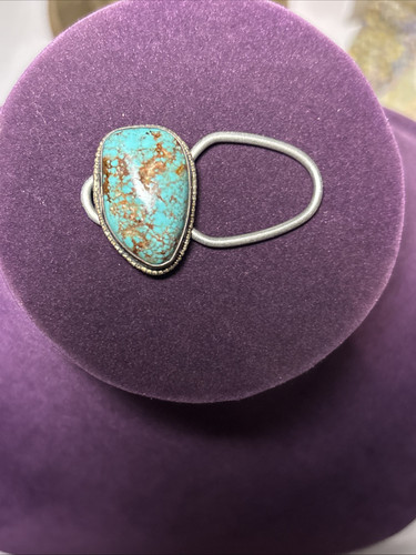 Vintage Navajo Large Sterling Silver Turquoise Key clip Bennett Pat Pend C-31 - Picture 4 of 5