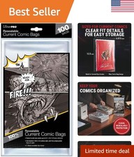 100 Pack Resealable Comic Book Sleeves, Acid-Free PVC-Free for Modern Comics