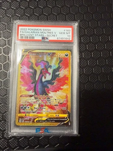 2022 Pokemon SWSH Brilliant Stars Galarian Moltres V #183/172 PSA 10