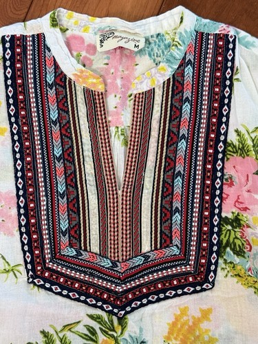 Blusa túnica floral Mayazine sin mangas floral talla M - Imagen 4 de 8