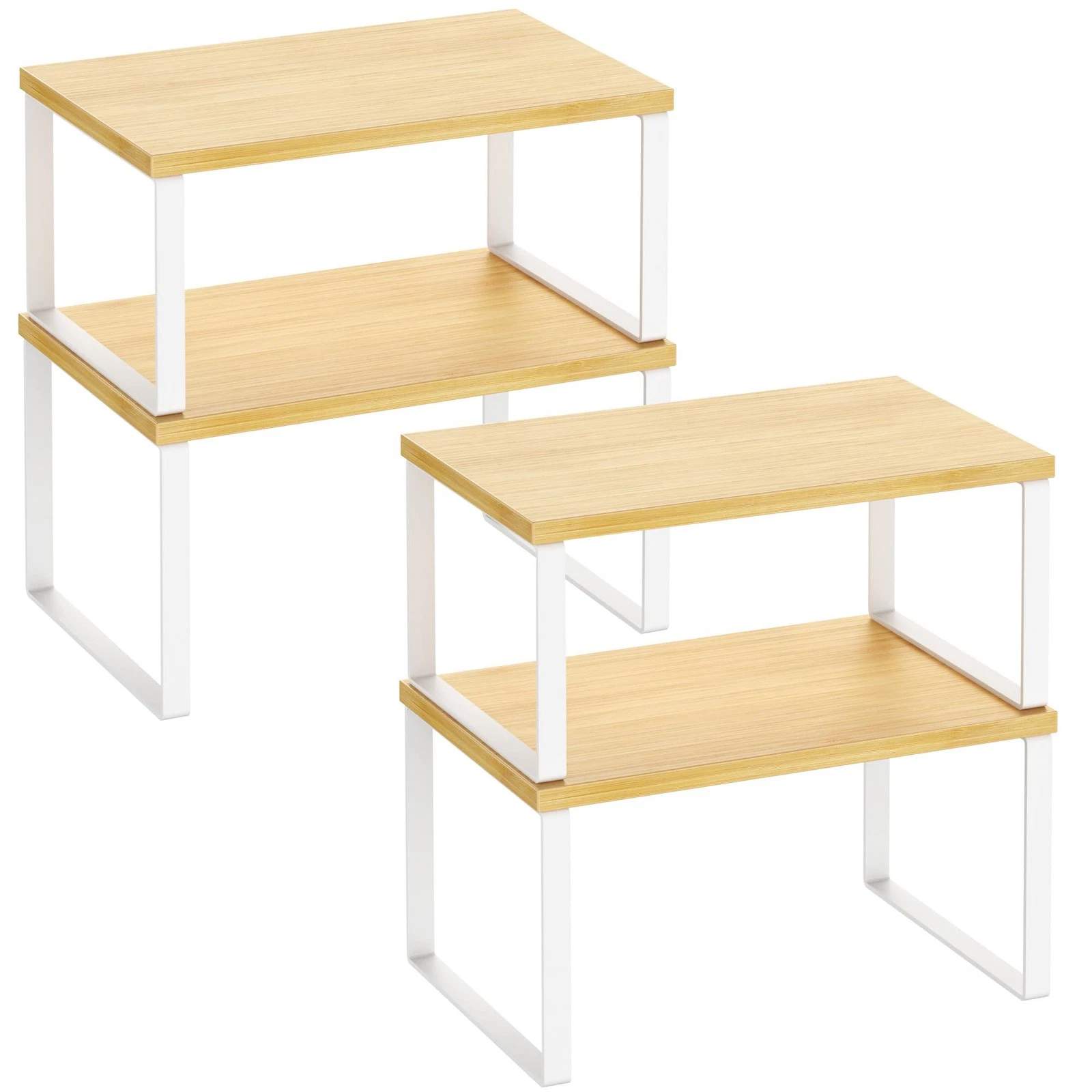 Kitchen Cabinet Organizer Shelf Set of 4, Sturdy Kitchen Counter Shelves with...