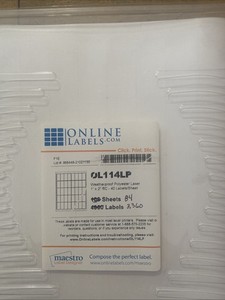 1” x 2" Rectangle Weatherproof Labels for Laser Printer 84 Sheets