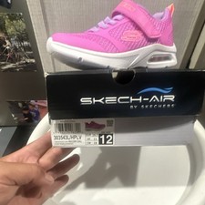 Skechers Girls' Pink Purple White Cushioned Sneakers US Size 12 Hook Loop