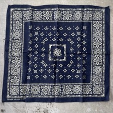 True Vintage 1960s Indigo Blue Western Bandana Fast Color 100 Cotton RN 13962