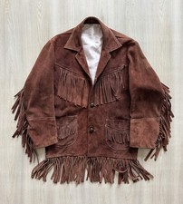 Vtg 70s Western Leather Fringe Jacket Sz M- Mexico Handmade Hippie YELLOWSTONE