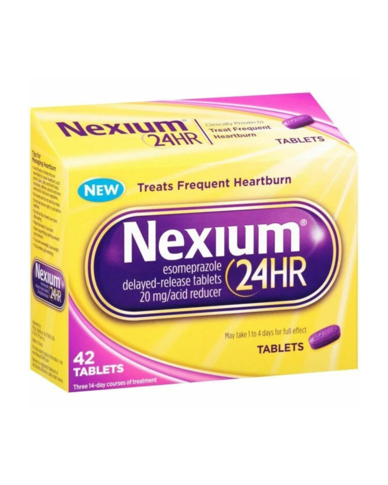 Nexium 24HR Acid Reducer Heartburn Relief Tablets 20mg 42 Tablets Exp 07/2026