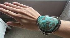 Jason Livingston American Indian Navajo Sterling Silver Turquoise Cuff Bracelet 