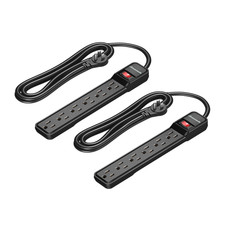 Dewenwils 2-Pack 10Ft Power Strip Surge Protector 6-Outlet Strip Profile Flat