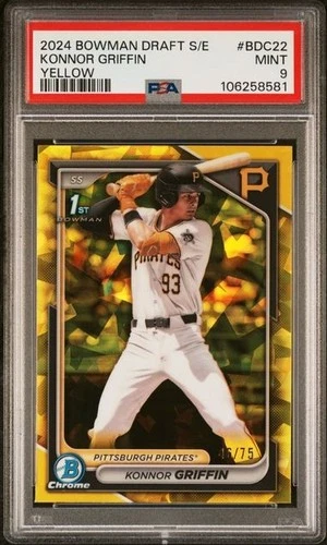 2024 Bowman Draft Sapphire Edition - Konnor Griffin #BDC-22 Yellow /75 🔥PSA 9🔥