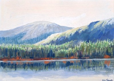 Vintage Gemälde Schottland Ben Vorlich vom Loch Earn Trossachs Victor Papworth