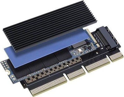 NVMe M.2 (M-Key) SSD to PCIe X16/X8/X4 Card with Aluminum Heat Sink （Plug Play）