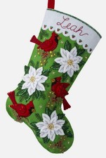 Blossoms and Birds 89554E Bucilla Felt Christmas Stocking Kit Personalize