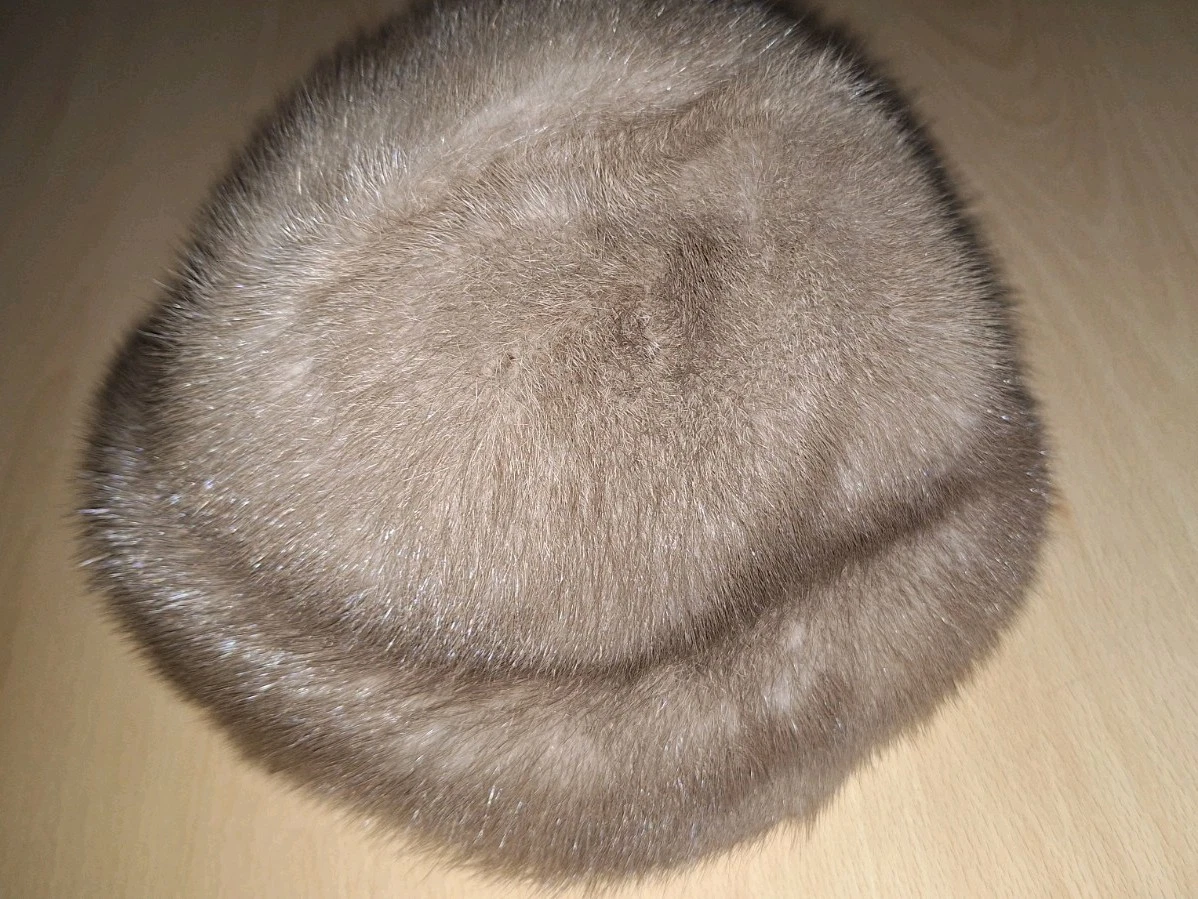 Damen Pelzkappe Pelzmütze, echtes Fell, grau, Vintage