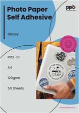 PPD 50 Sheets A4 Inkjet Glossy Photo Sticker Paper 120gsm True Photographic