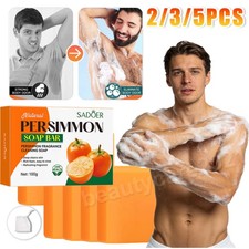 3/5pcs Persimmon Soap Bar for Body Odor Control Purifying Deodorizing Body Wash