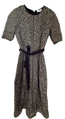 Noa Noa Women's Grey Lace Short Sleeve Round Neck  Dress size 36