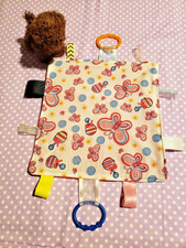 BABY CRINKLE SQUARE - BUTTERFLY SENSORY TAGS  TEETHERS -NEW -HOME SEWN - READ