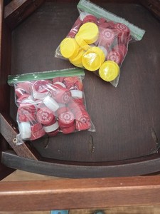 100 Standard Plastic Bottle Caps/Lids Mixed Lot, Red & Yellow Assorted Colors