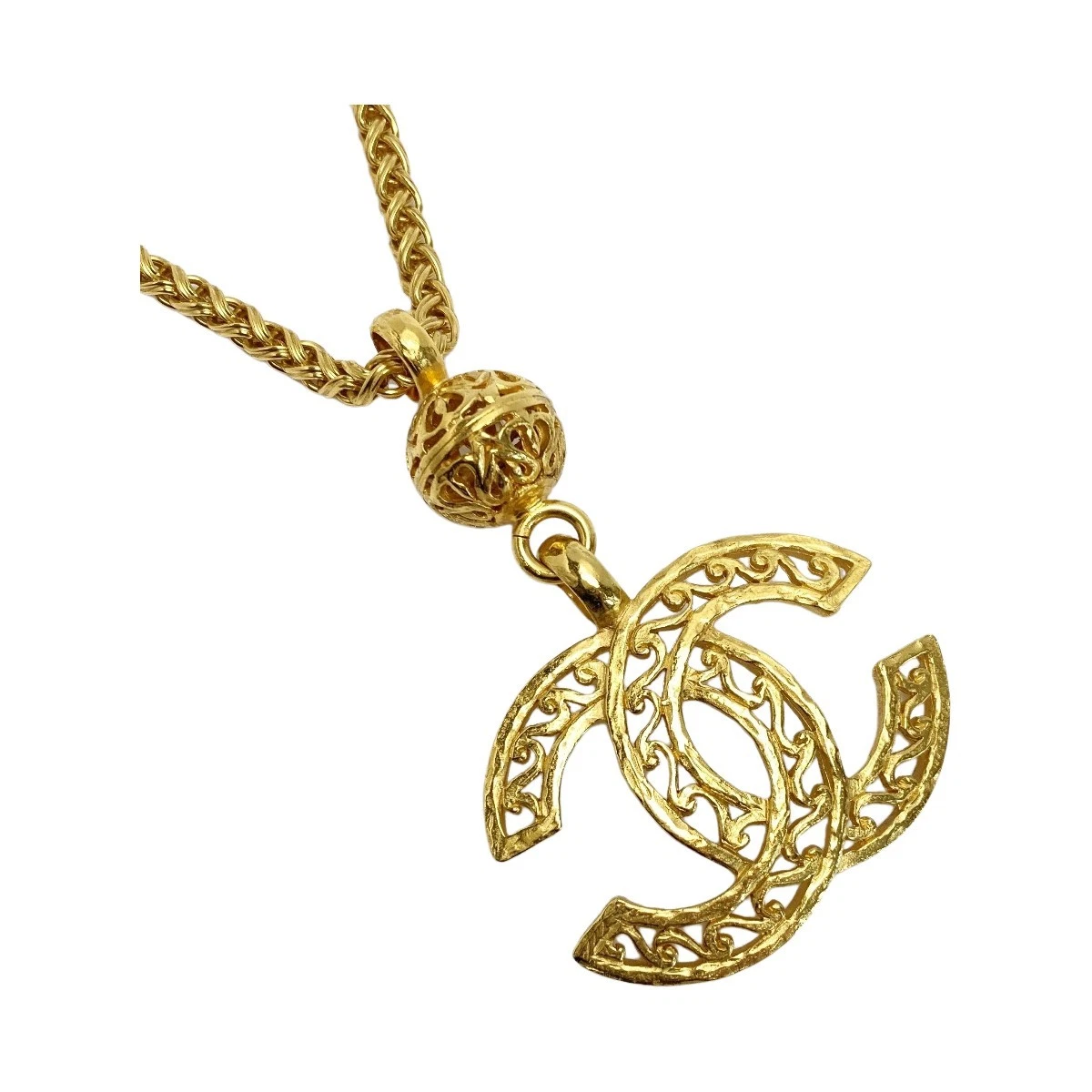 CHANEL Coco Mark Long Necklace 95A G Gp