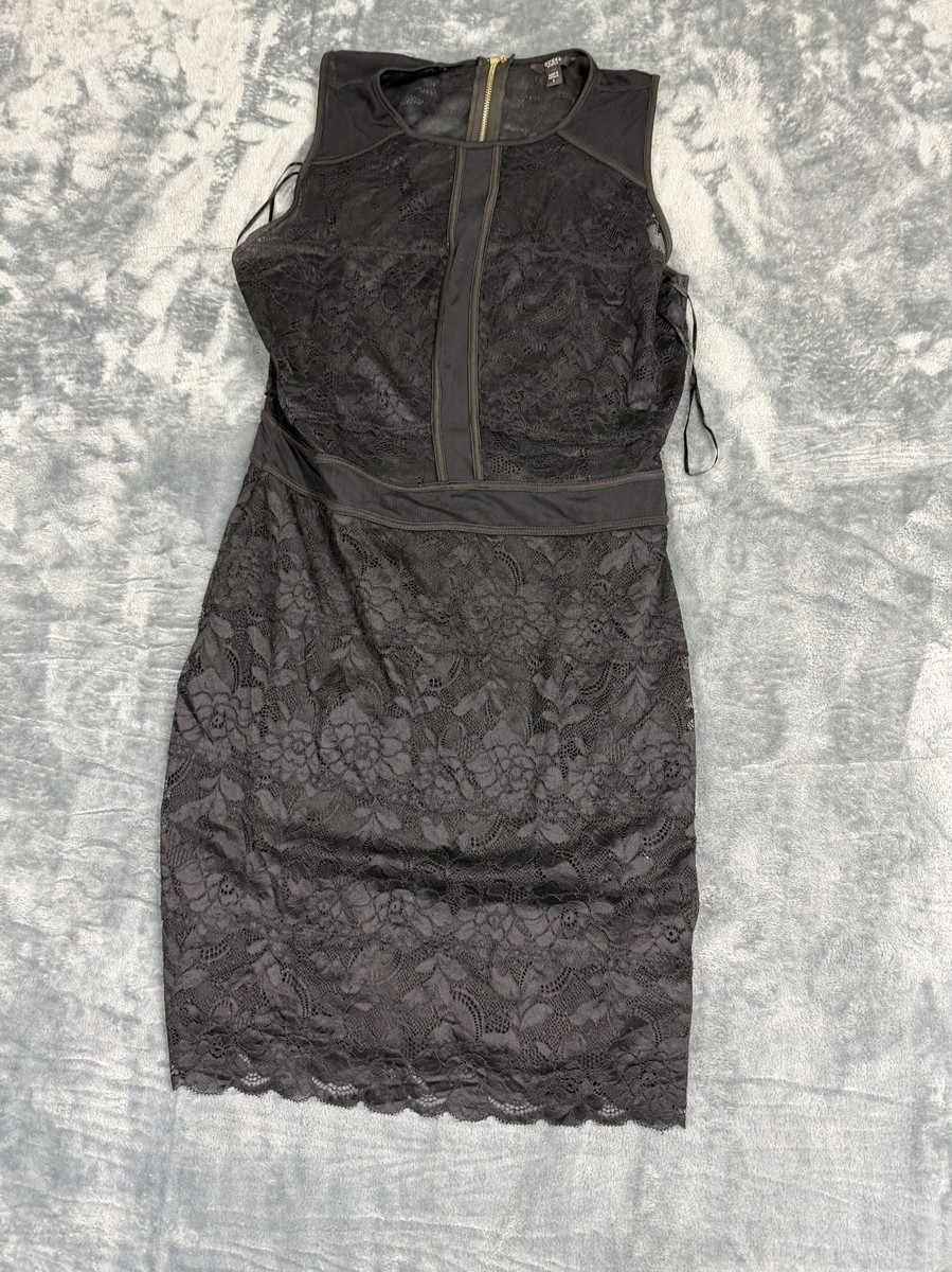 chinese dress ladies GUESS Womens Black Zippered Adjustable Lace Trim Knotted Padded Lined –  Bobbi + Bricka main image 0