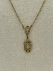 Vintage Iberia Gold Tone Necklace Art Deco Drop Pendant Signed 18” Jewelry Gift