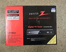 Zenith DTT901 Digital TV Tuner Converter Box with Analog Pass-Through Black Used