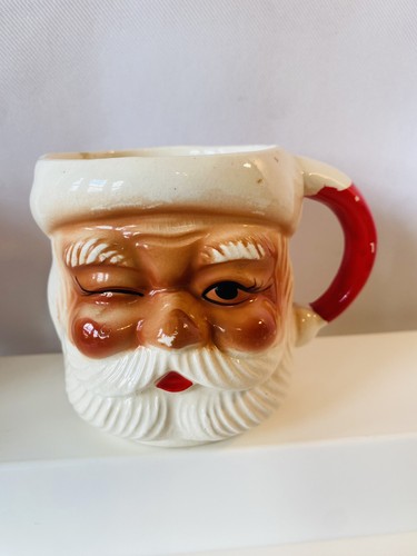 Vintage Set Of 4 Winking & Jolly Santa Claus Face Christmas Mugs Japan 3-1/4” T - Picture 5 of 11