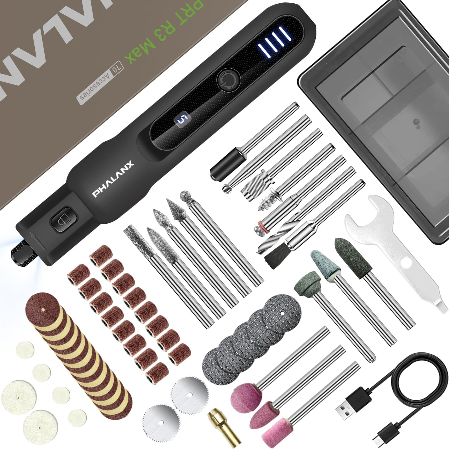 Rotary Tool - 3.7V Cordless Rotary Tool Kit LED Ring Work Light, 2.0Ah Li-Ion Ba