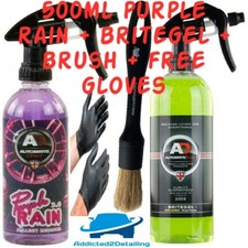 AUTOBRITE DIRECT 500ML BRITEGEL WHEEL CLEANER+PURPLE RAIN FALLOUT REMOVER+BRUSH