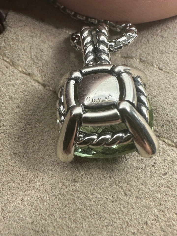 Collar Colgante Chatelaine 925 David Yurman 11MM con Prasiolita y Diamantes Foto 4 de 4