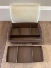 Vintage Tupperware Tuppercraft Organizer Brown 767-2 Stow N Go W/Lid and Tray