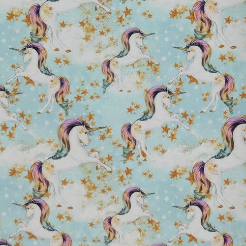 Quilting Patchwork Fabric Rainbow Unicorns Allover 50x55cm FQ Material - Picture 3 of 3
