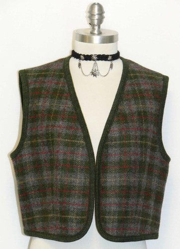 REVERSIBLE ~ LODEN GREEN ~ BOILED WOOL German Women Winter Hunting Jacket VEST M