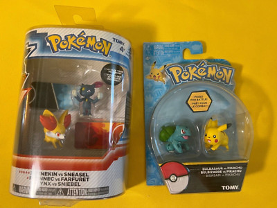 POKEMON  LOT OF 2 TOMY SETS BULBASAUR VS PIKACHU & FENNEKIN VS SNEASEL   - D2