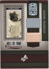 EDDIE MURRAY LA DODGERS ORIOLES DONRUSS GREATS HALL OF FAME BAT & JERSEY CARD