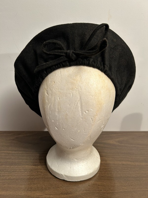 Beret Women’s Black Basque Beret Hat With Bow
