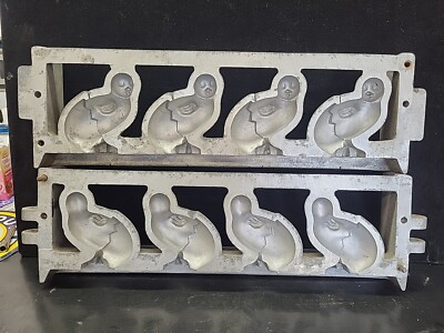 Vintage Large Easter Chicks Eggs Hinged Cake Ice Cream Chocolate Molds Wax Fun