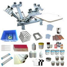 Brand New Full Set 4 Color 1 Station Silk Screen Printing Kit Press DIY Printer 