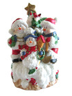Musical hand painted porcelain snow family plays We Wish You a Merry Christmas — photo 1