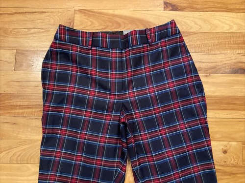 $99 Talbots High-Waisted Hampshire Ankle Red Plaid Holiday Womens 14 Pants 34x29 - Picture 5 of 12